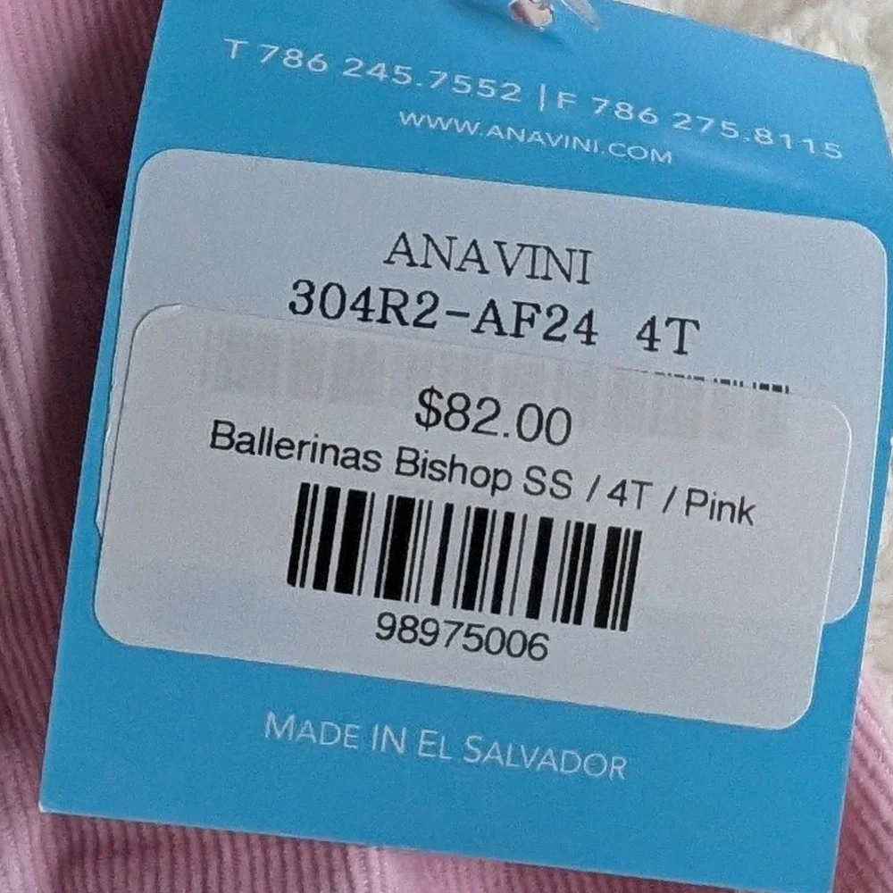 Anavini Girls Pink Corduroy Hand Smocked Ballerina Bishop Dress 4T NEW!